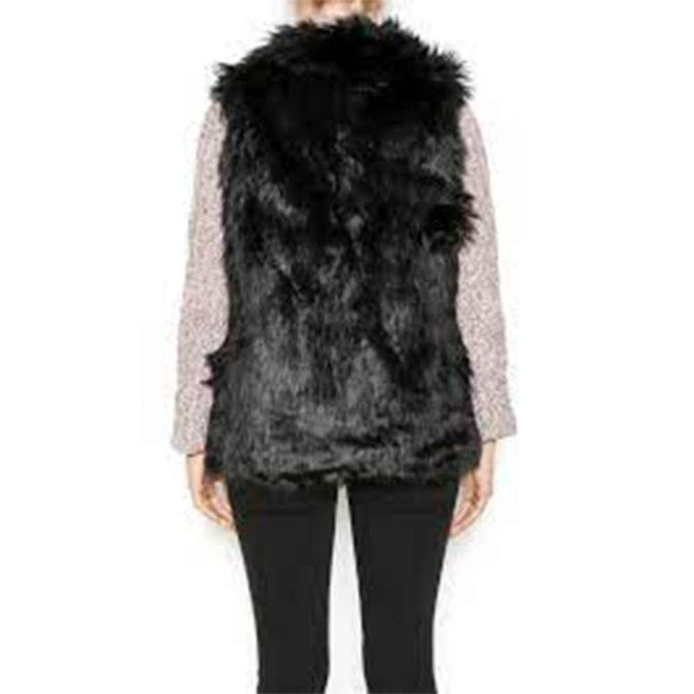 PPLA Faux Fur Vest Jacket Black - Picture 2 of 10